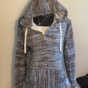 American Eagle Outfitters Black and White Hooded Sweatshirt